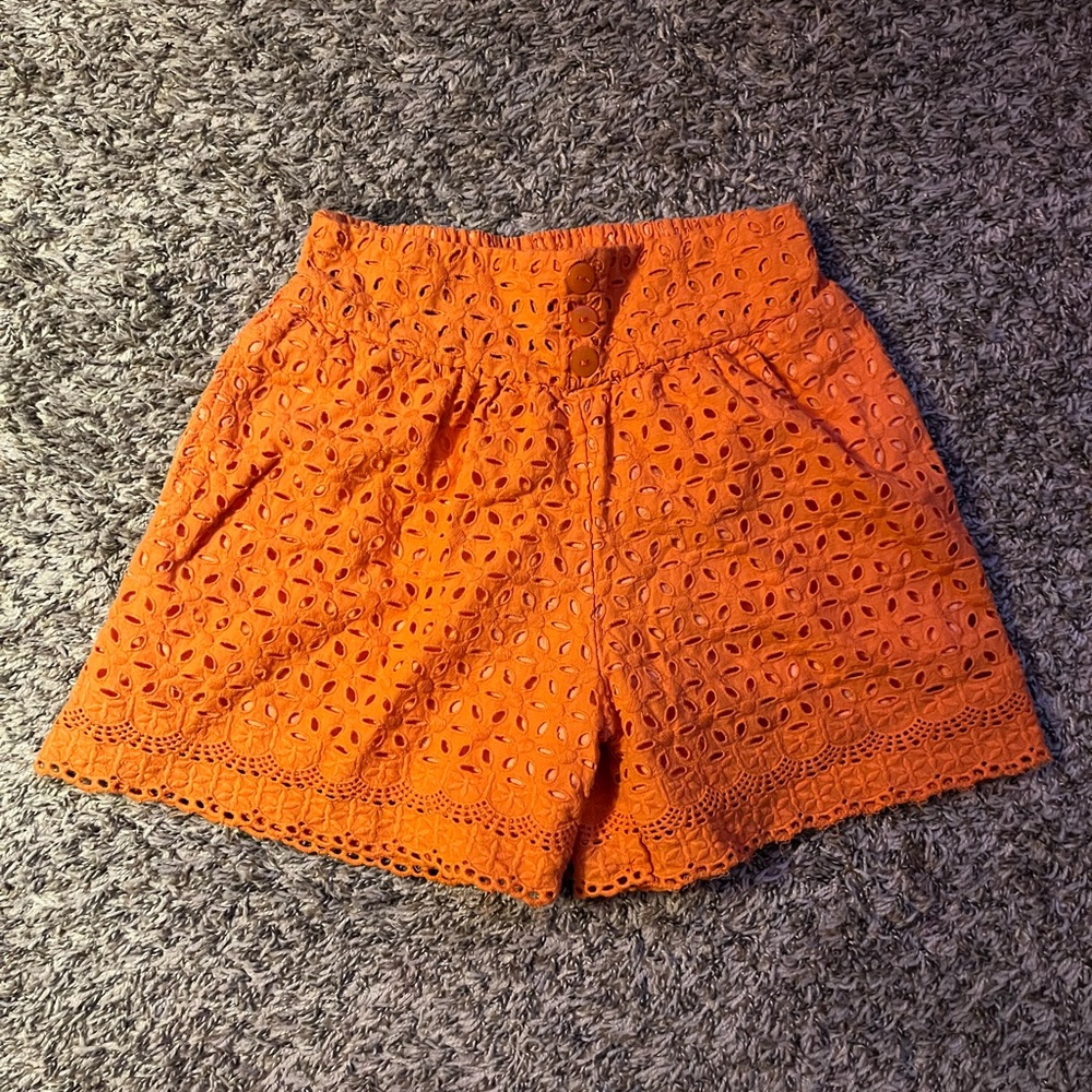 Orange High Rise Shorts